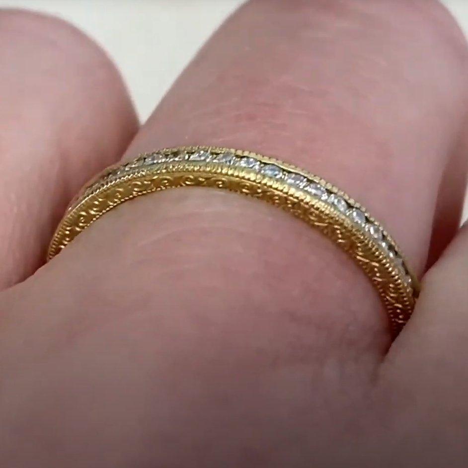 Runder Diamantring mit Brillantschliff, Farbe H, 18 Karat Gelbgold (Rundschliff) im Angebot