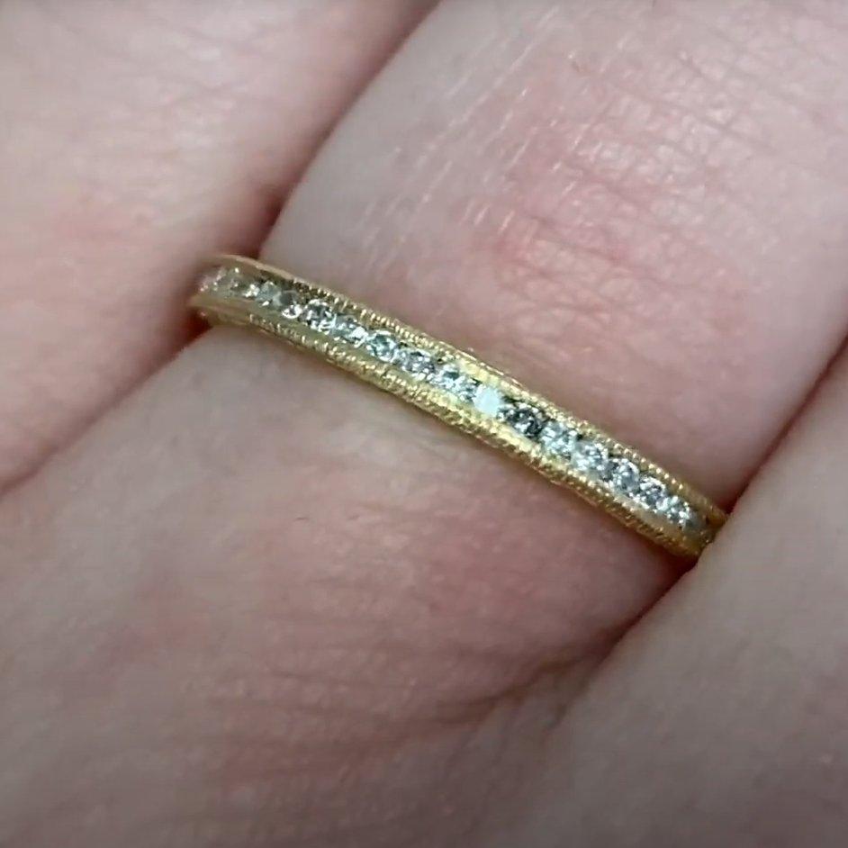 Runder Diamantring mit Brillantschliff, Farbe H, 18 Karat Gelbgold Damen im Angebot