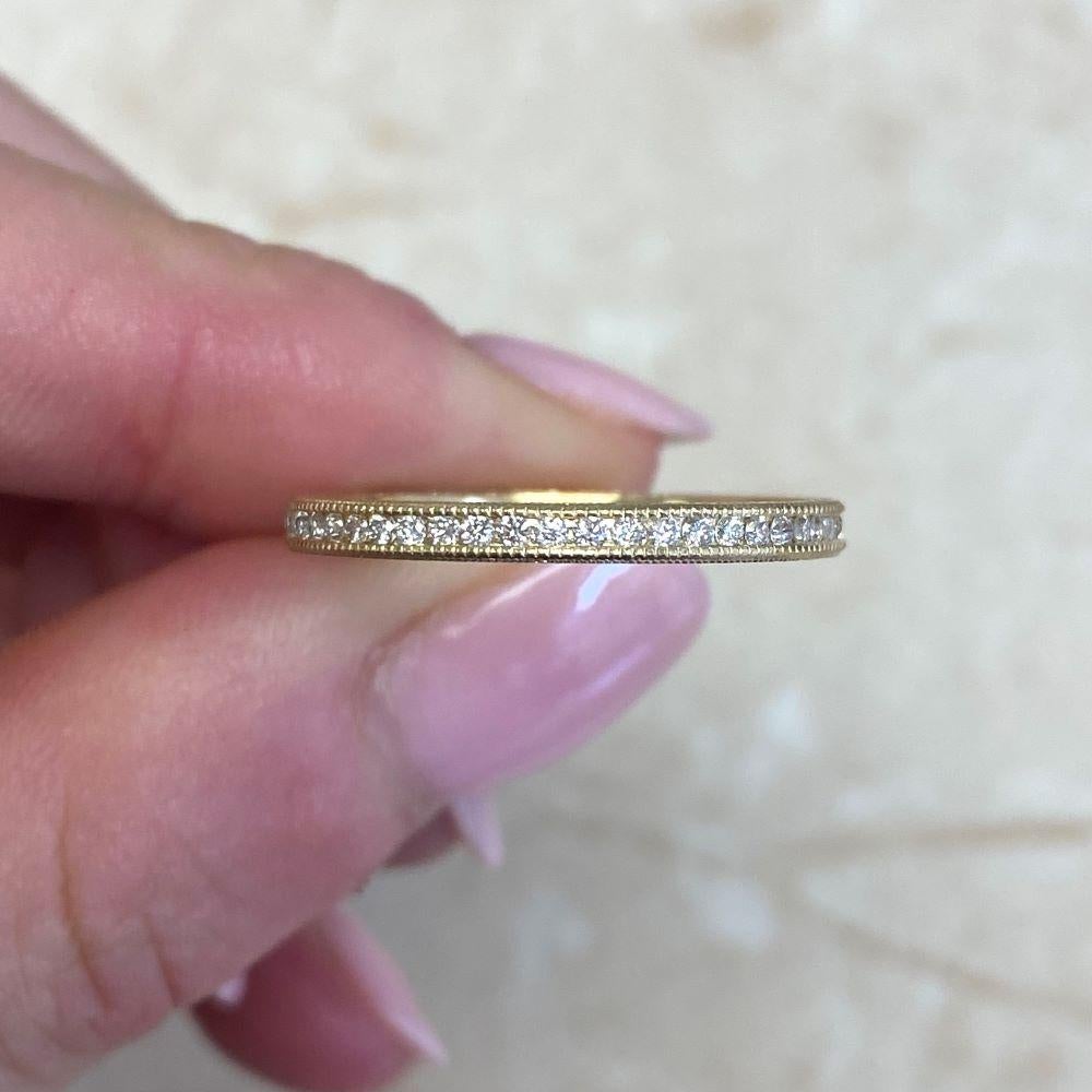 Round Brilliant Cut Diamond Band Ring, H Color, 18k Yellow Gold For Sale 3
