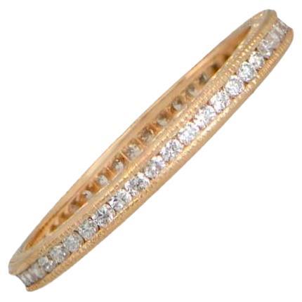 Round Brilliant Cut Diamond Band Ring, H Color, 18k Yellow Gold For Sale