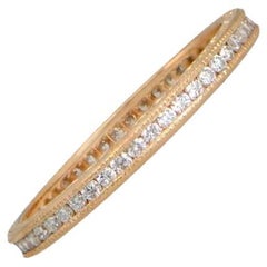 Round Brilliant Cut Diamond Band Ring, H Color, 18k Yellow Gold