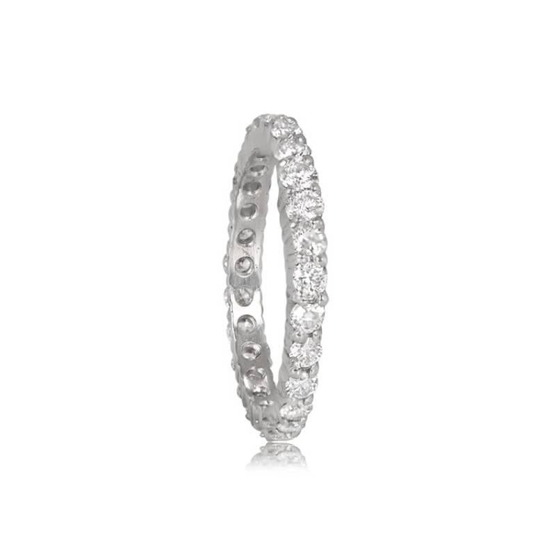 Art Deco Round Brilliant Cut Diamond Band Ring, Platinum For Sale