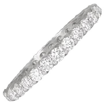 Round Brilliant Cut Diamond Band Ring, Platinum For Sale