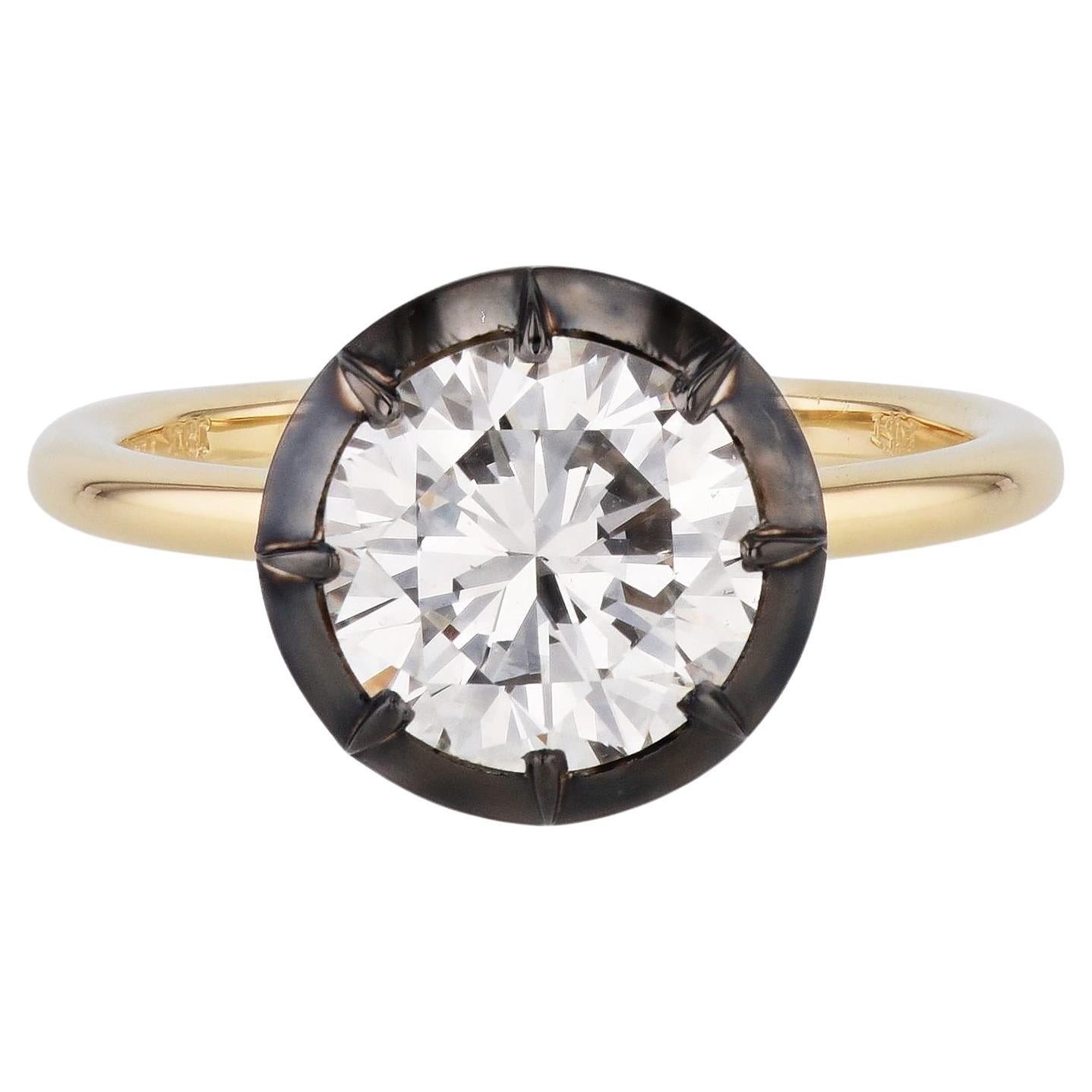 Round Brilliant Cut Diamond Black Ruthenium Engagement Ring For Sale