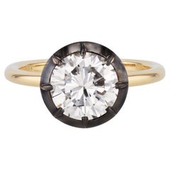 Round Brilliant Cut Diamond Black Ruthenium Engagement Ring