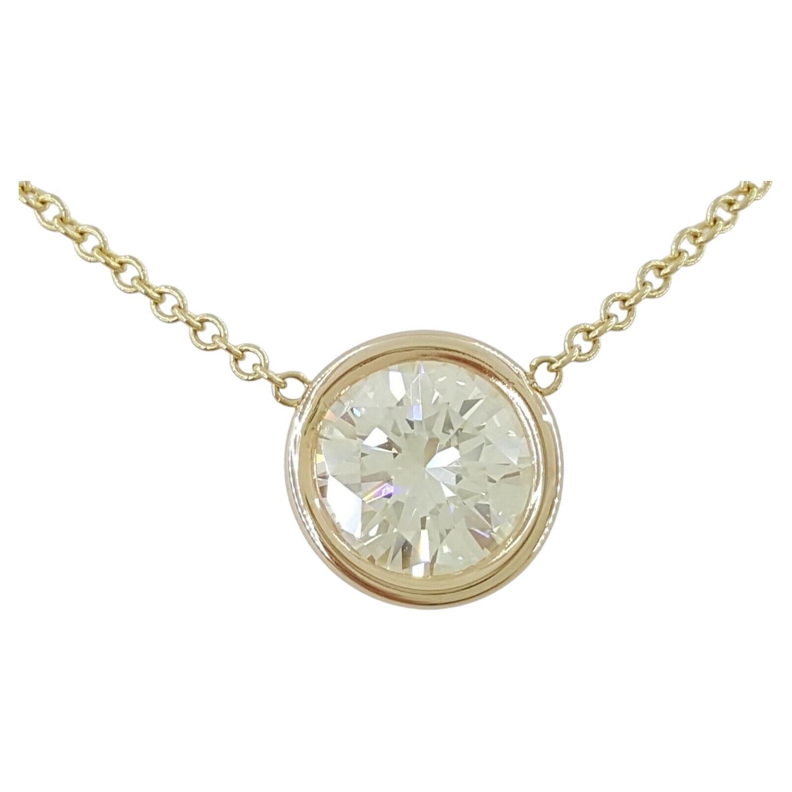 0.90 ct 18K Yellow Gold Round Brilliant Cut Diamond By The Yard Solitaire Adjustable Necklace / Pendant EGL-USA.