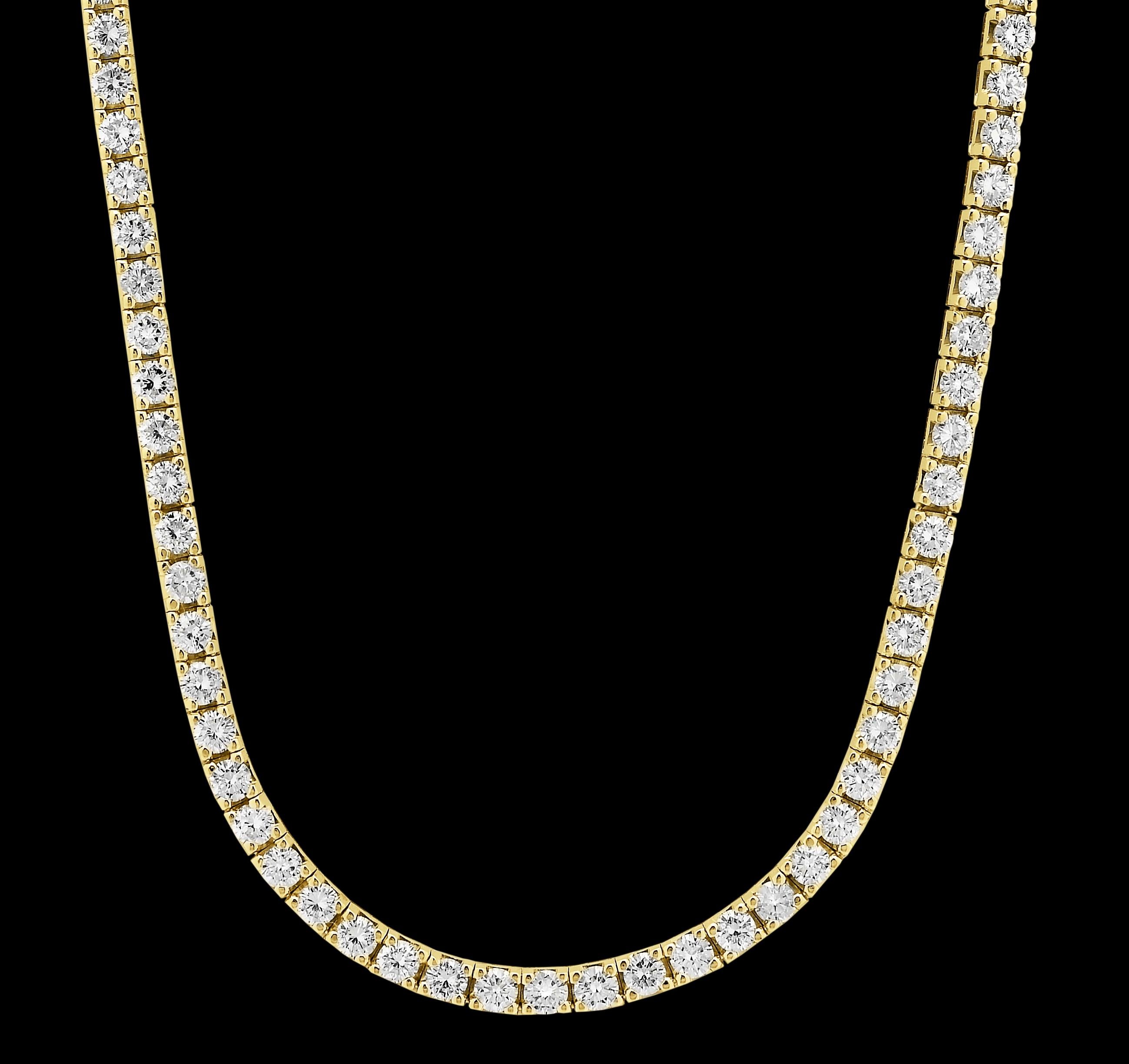 Women's Round Brilliant Cut Diamond 15ct rivière Line Necklace in 18ct Yellow Gold