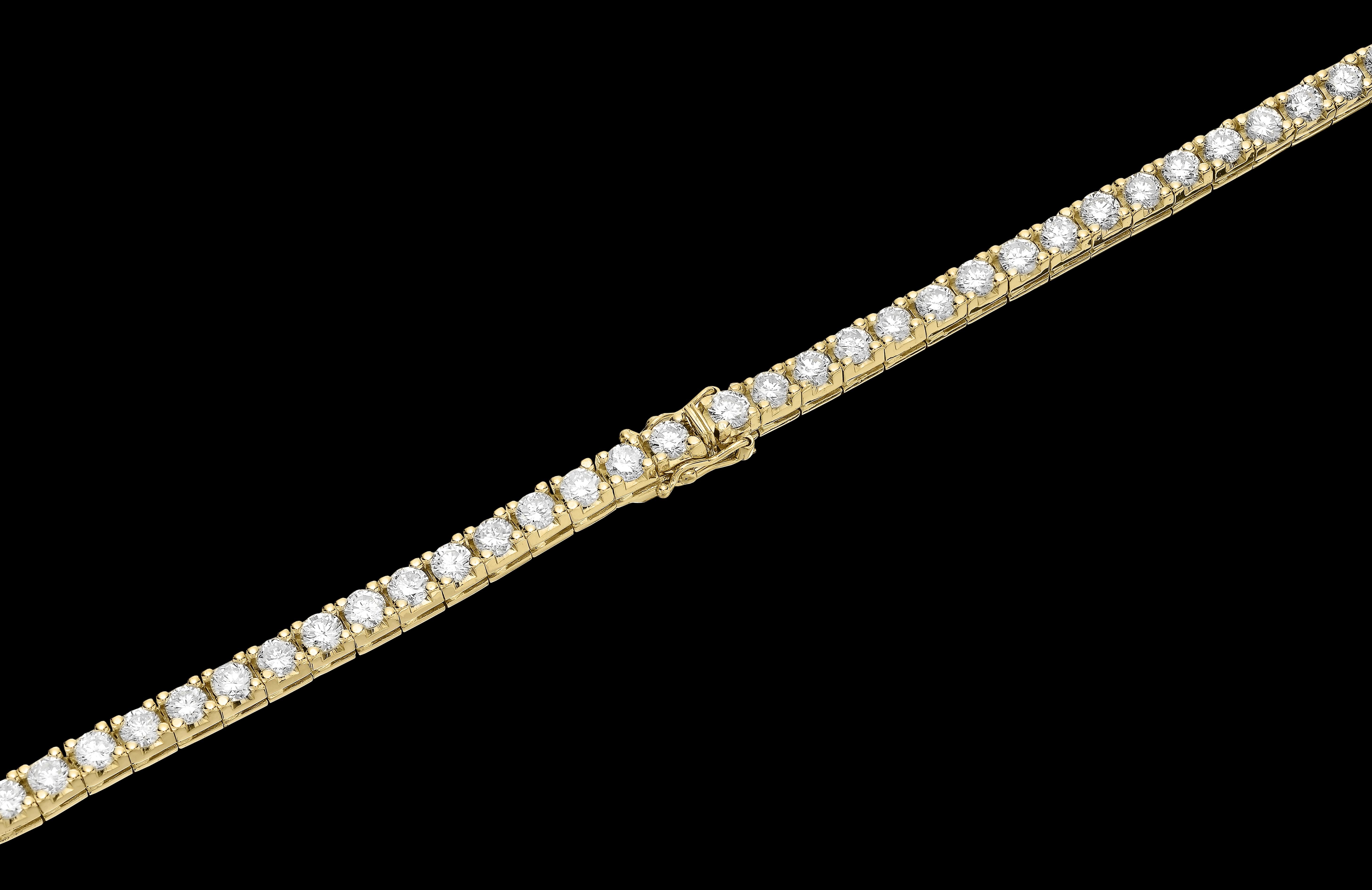 Round Brilliant Cut Diamond 15ct rivière Line Necklace in 18ct Yellow Gold 1