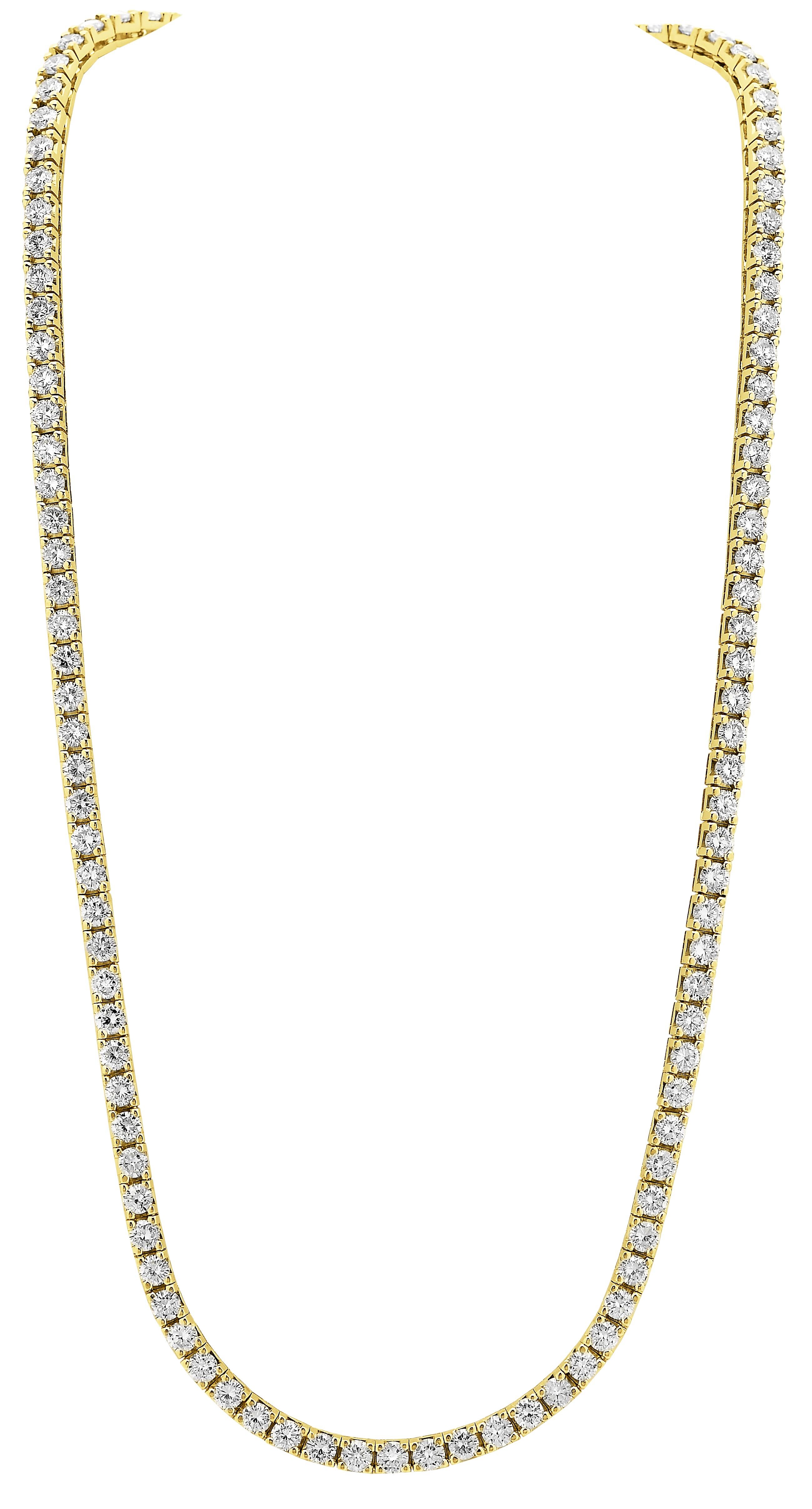 Round Brilliant Cut Diamond 15ct rivière Line Necklace in 18ct Yellow Gold 3