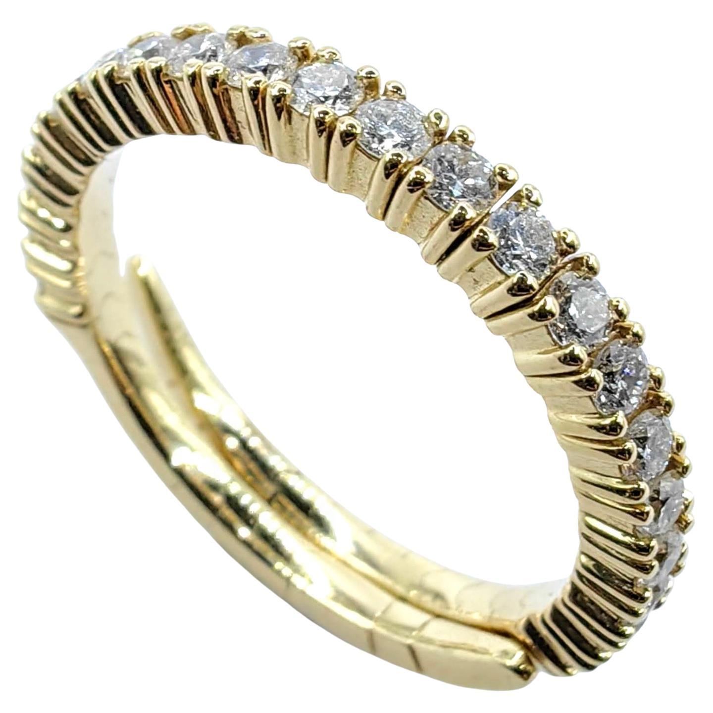 For Sale:  Round Brilliant Cut Diamond Eternity Flexible Band Ring in 18K Yellow Gold