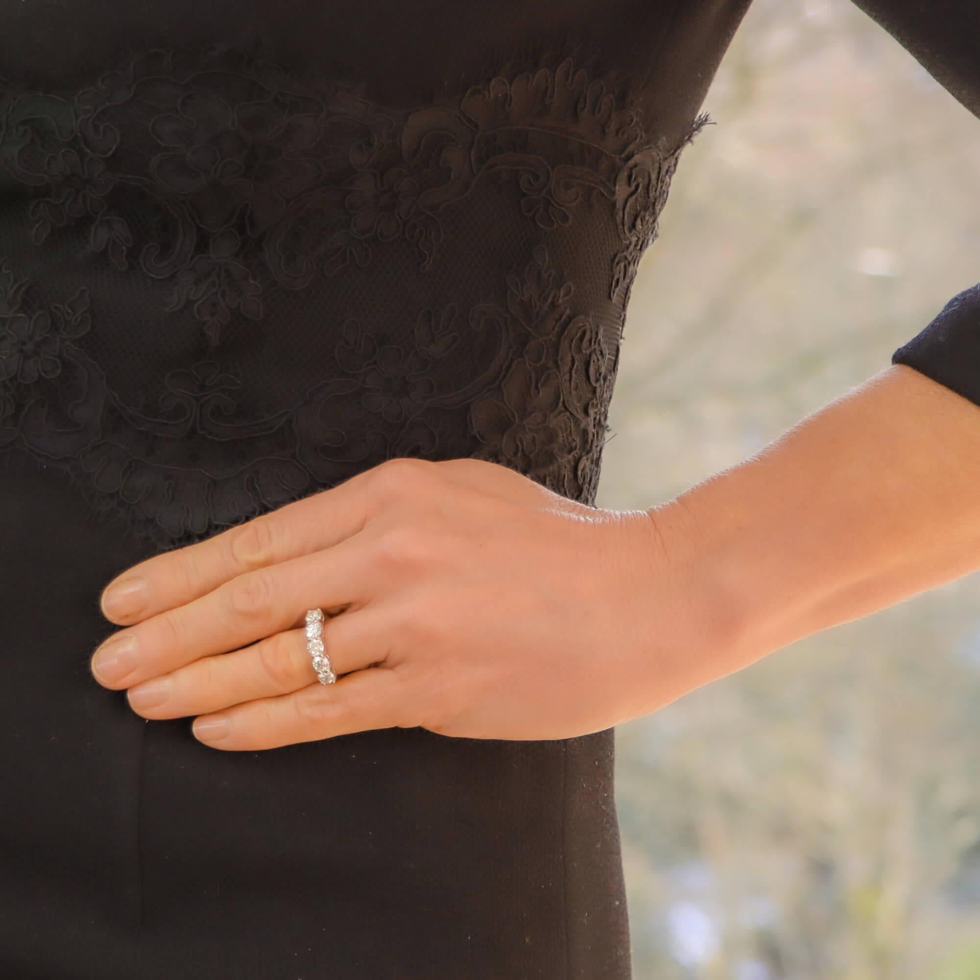 Modern Round Brilliant Cut Diamond Five-Stone Engagement /Dress Ring in 18 Karat Gold