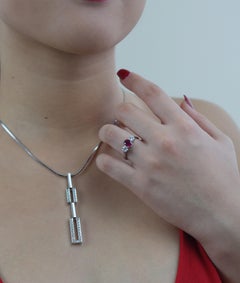 Diamant-Halskette im Art-Déco-Stil mit geometrischem Design, 18 Karat Weißgold