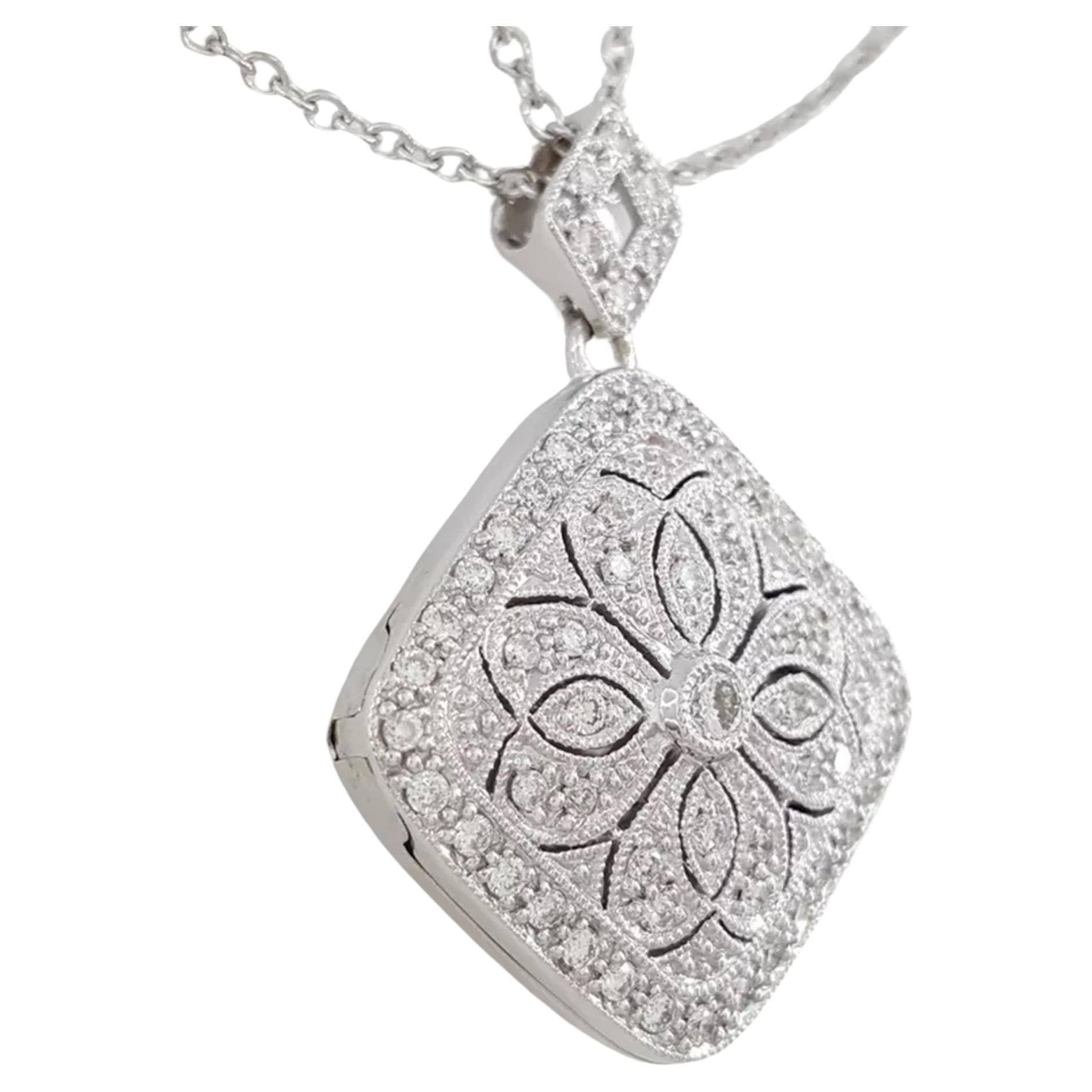 Taille ronde Pendentif / collier de fleur en diamant taillé en brillant rond 17