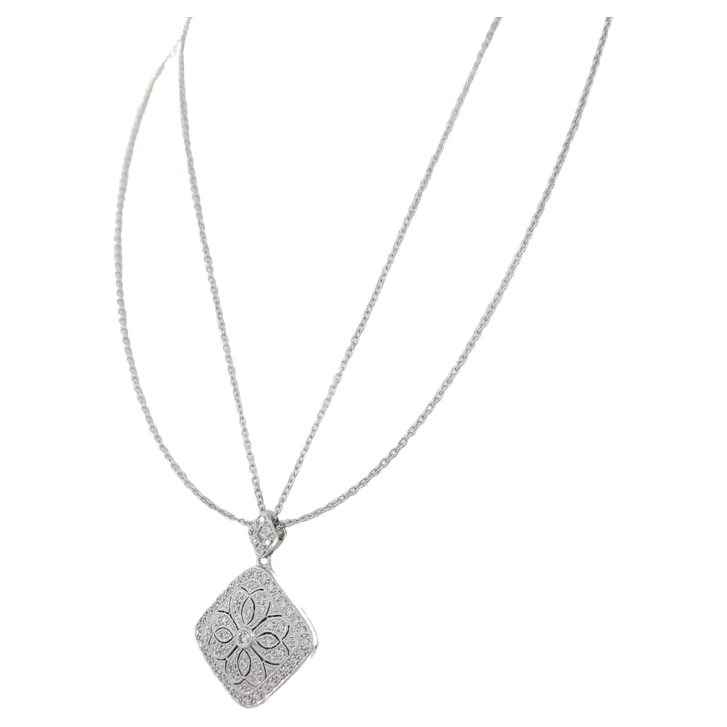Pendentif / collier de fleur en diamant taillé en brillant rond 17