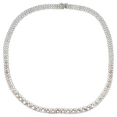 Round Brilliant Cut Diamond Graduated Riviera Gold Vintage Statement Necklace
