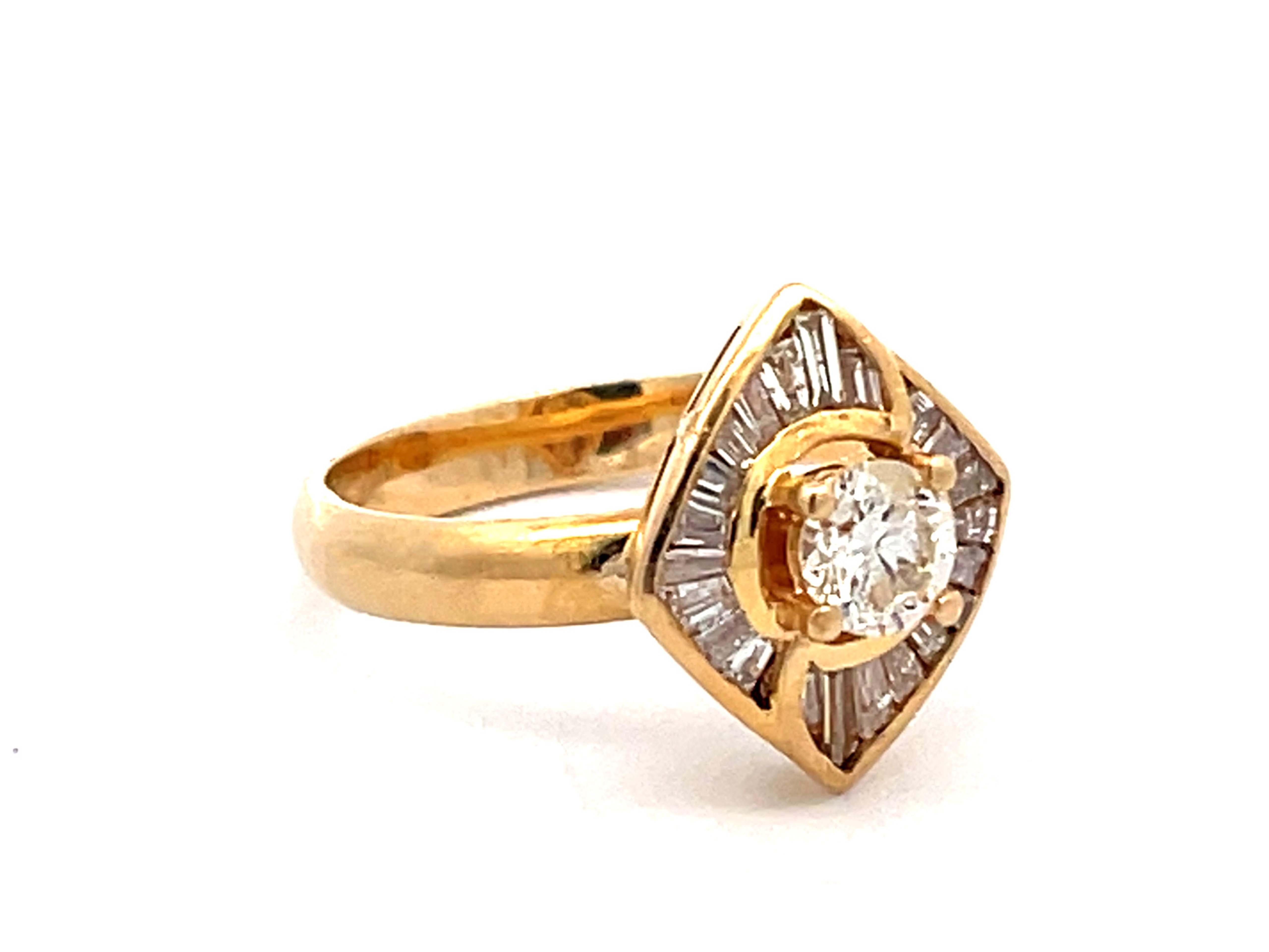 Round Cut Round Brilliant Cut Diamond in Halo Engagement Ring in 18K Gold For Sale