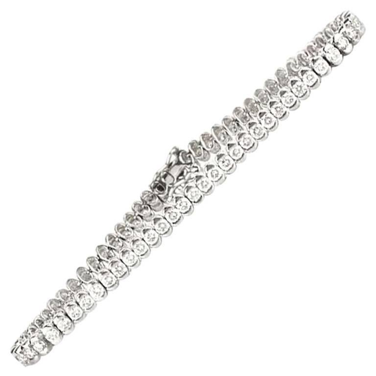 Round Brilliant Cut Diamond Line Bracelet 3.60 Carats