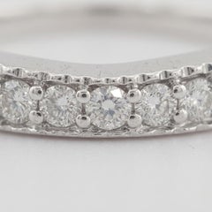 Round Brilliant Cut Diamond Milgrain 14k White Gold Wedding Band