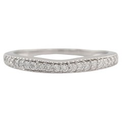 Round Brilliant Cut Diamond Milgrain 14k White Gold Wedding Band