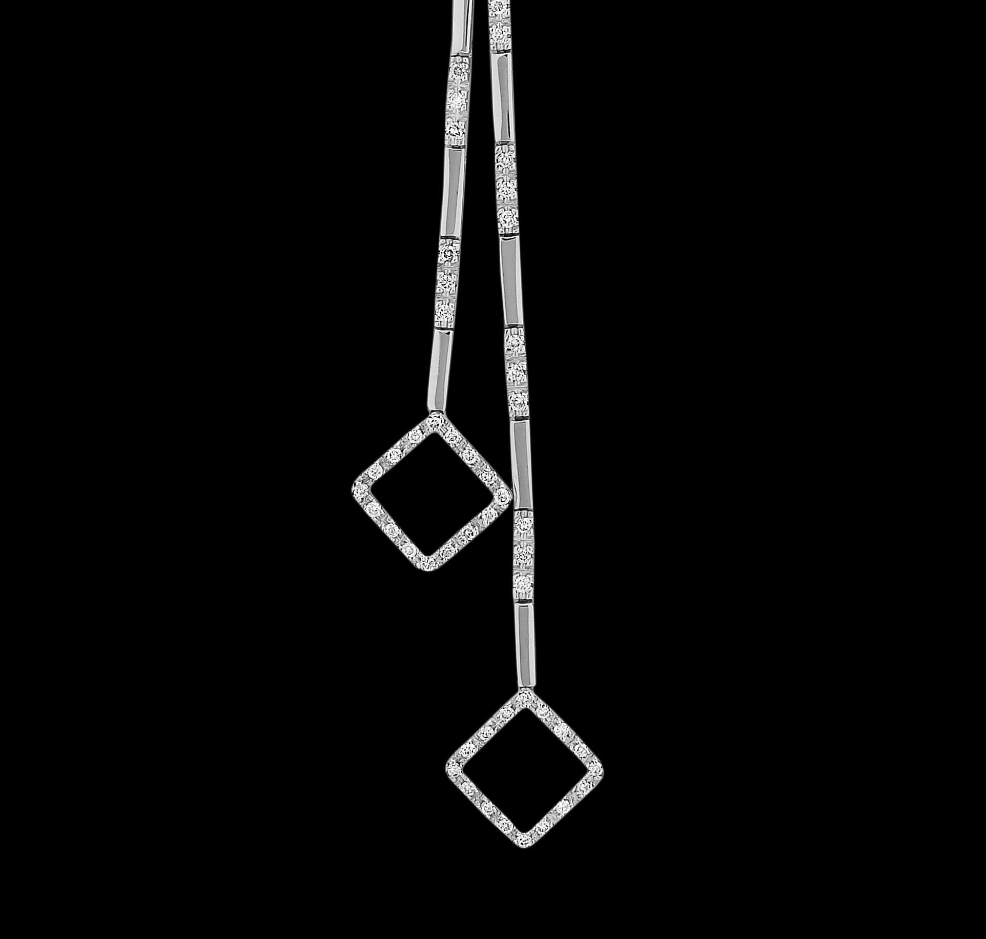 Diamond Drop Necklace, Art Deco Style Geometry Flexible Links in 18K White Gold  For Sale 4