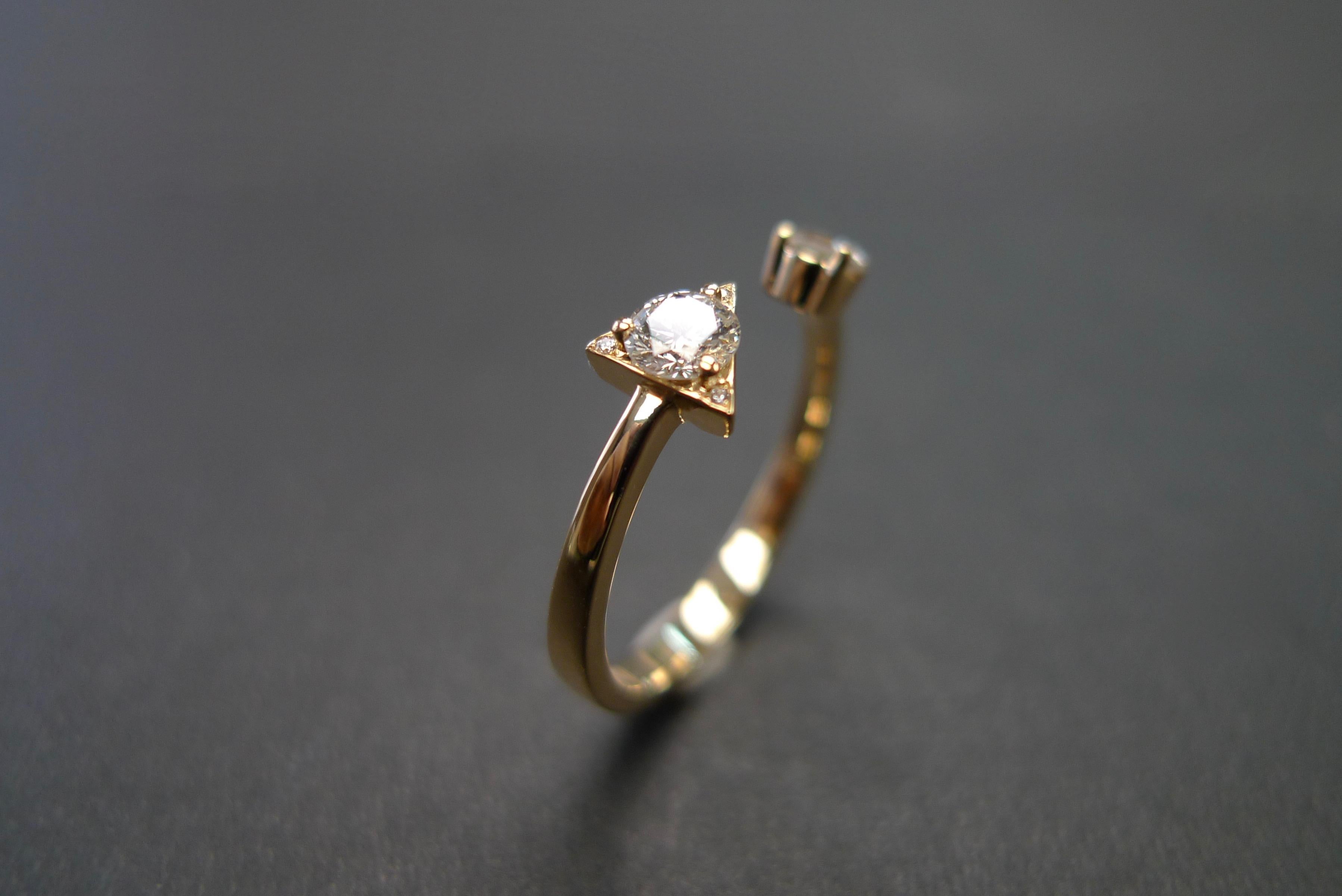 For Sale:  Round Brilliant Cut Diamond Open Engagement Mixed Cuff Minimalist Ring 10