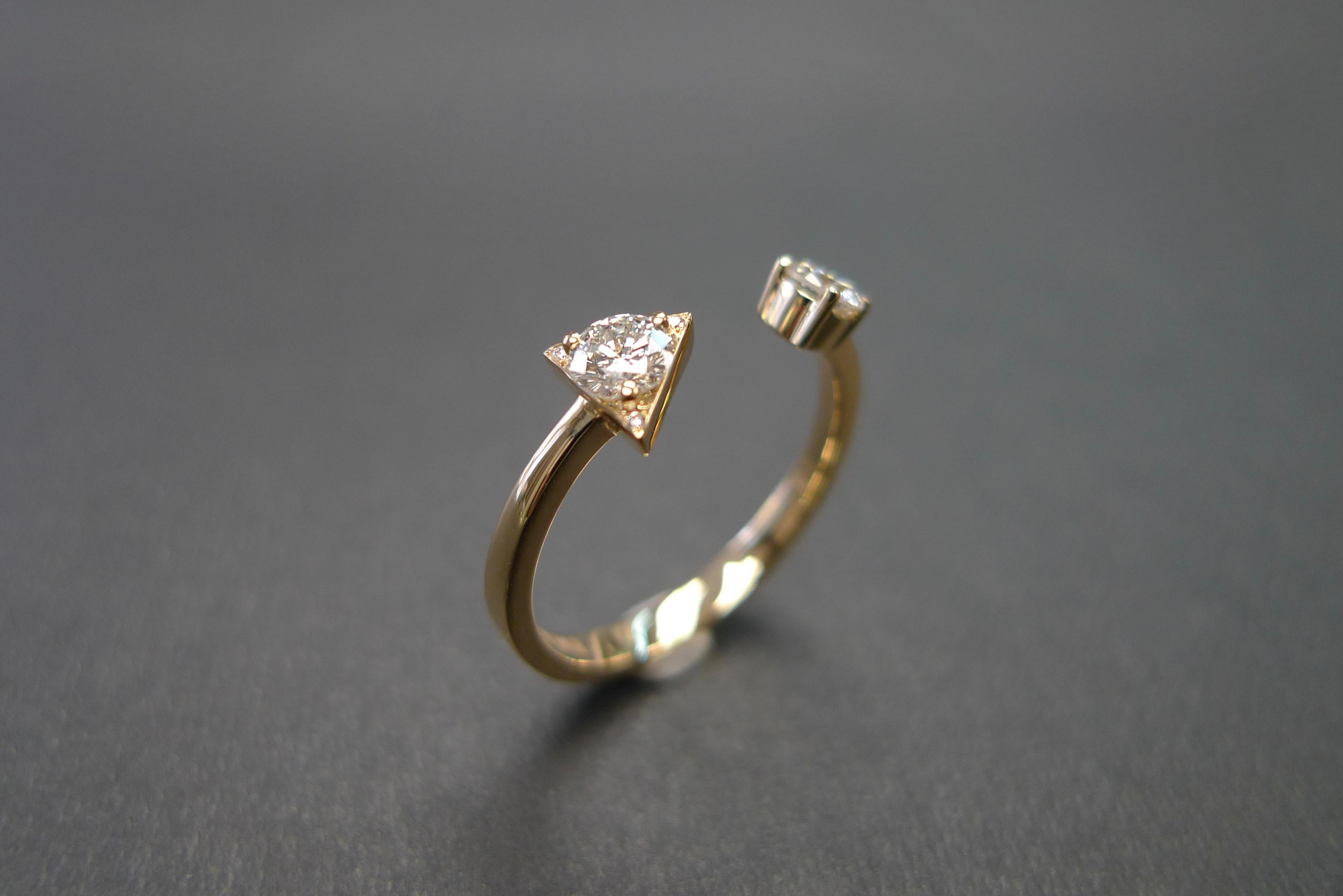 For Sale:  Round Brilliant Cut Diamond Open Engagement Mixed Cuff Minimalist Ring 3