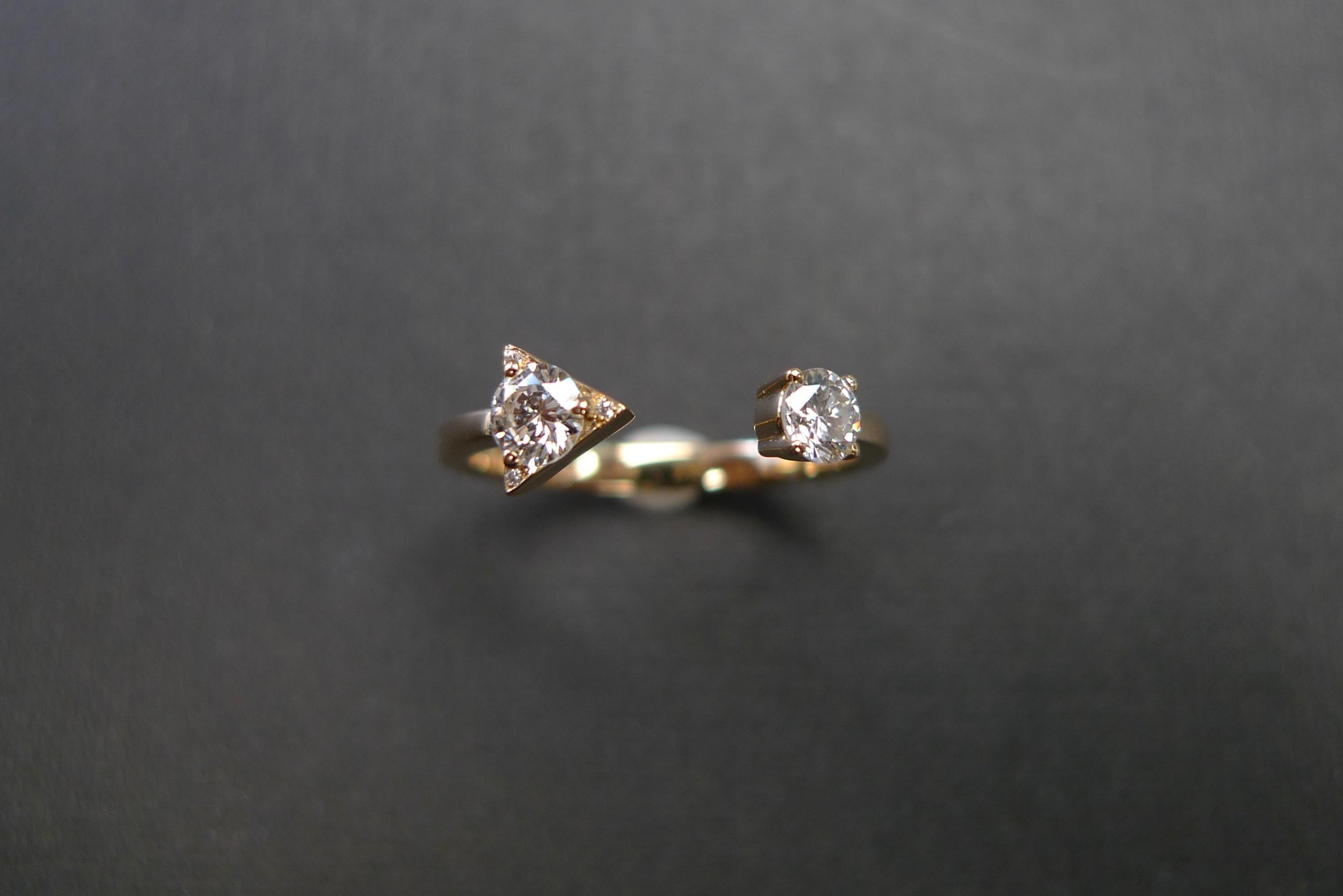 For Sale:  Round Brilliant Cut Diamond Open Engagement Mixed Cuff Minimalist Ring 4