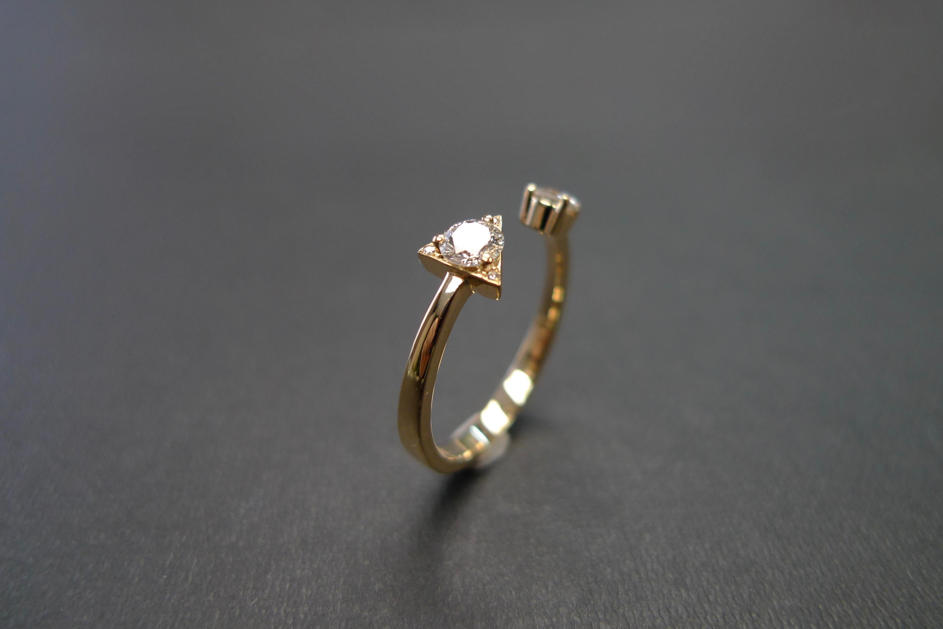 For Sale:  Round Brilliant Cut Diamond Open Engagement Mixed Cuff Minimalist Ring 9