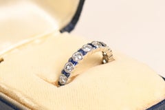 Diamond Sapphire Wedding Band. Round Diamond Alternate Eternity Band Platinum