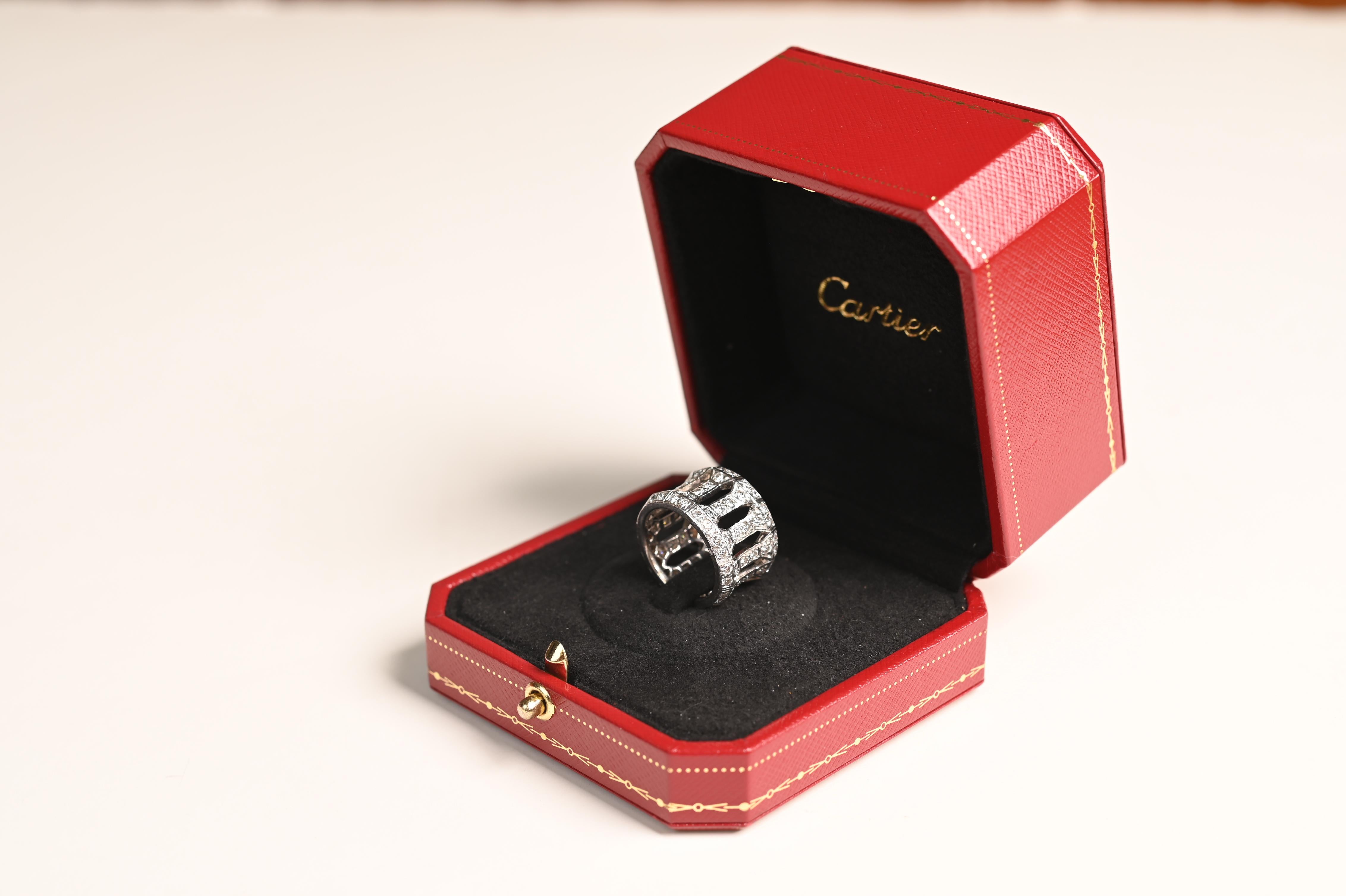Round Cut Round Brilliant Cut Diamond Platinum Ring (Approx. 2-Carats), Vintage Cartier For Sale
