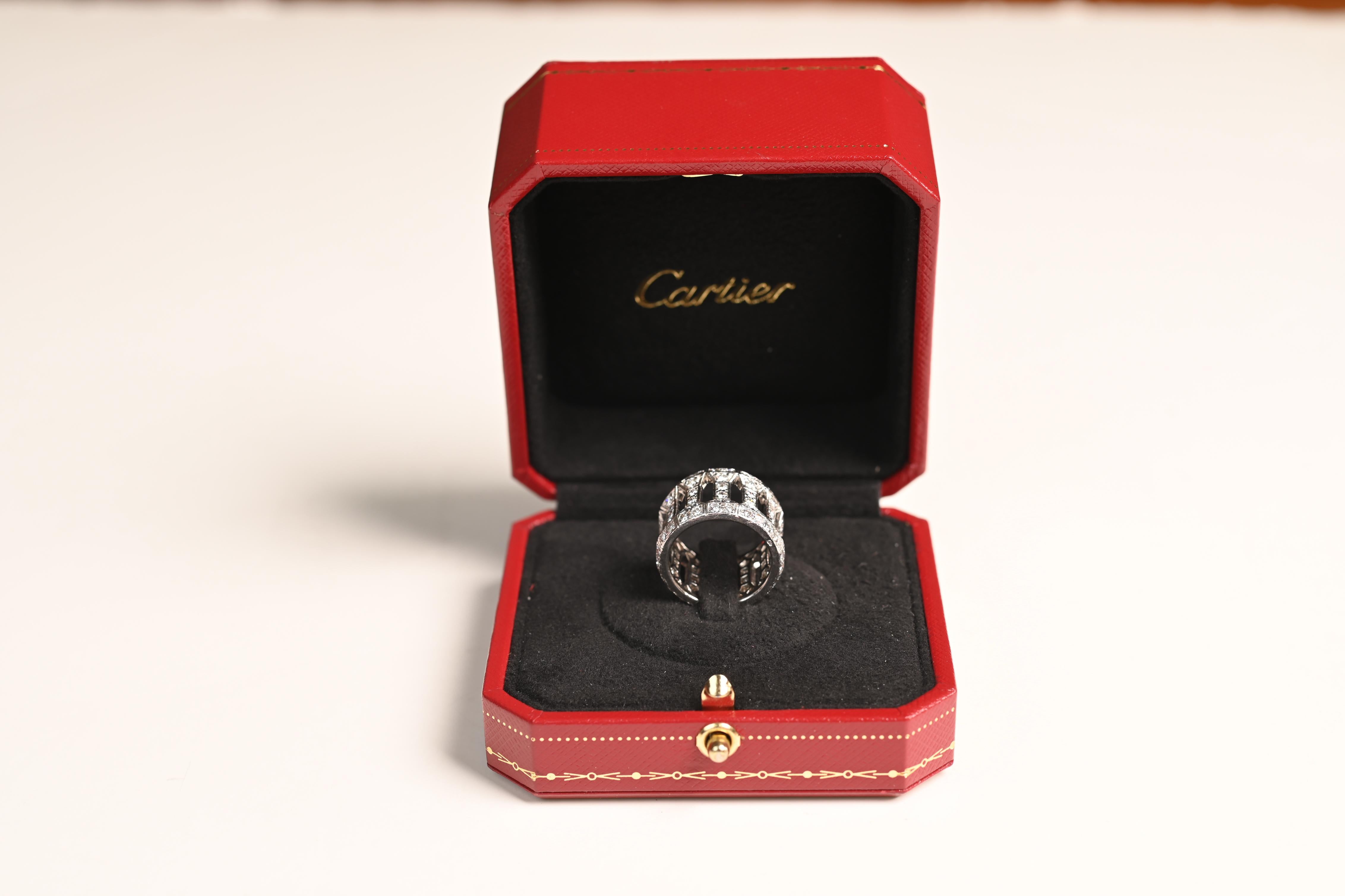 Art Deco Round Brilliant Cut Diamond Platinum Ring (Approx. 2-Carats), Vintage Cartier For Sale