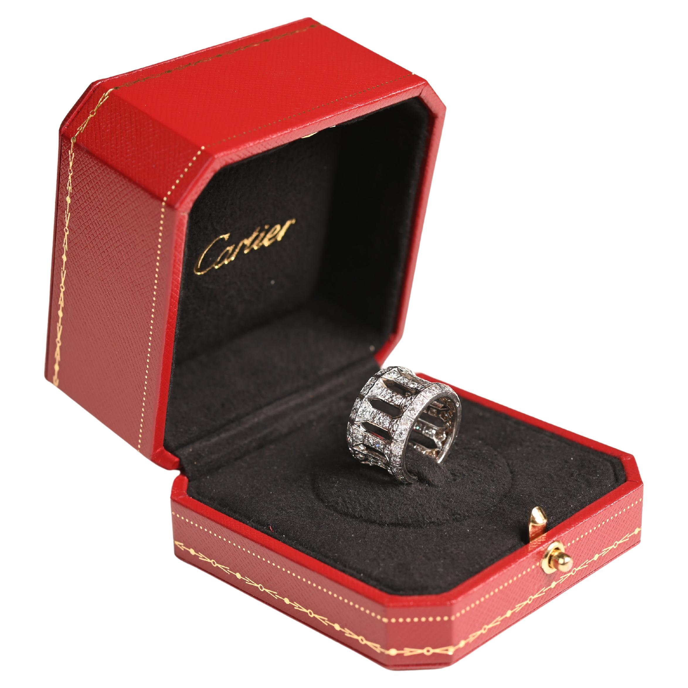 Bague en platine avec diamant rond à taille brillante (environ 2 carats), Vintage Cartier