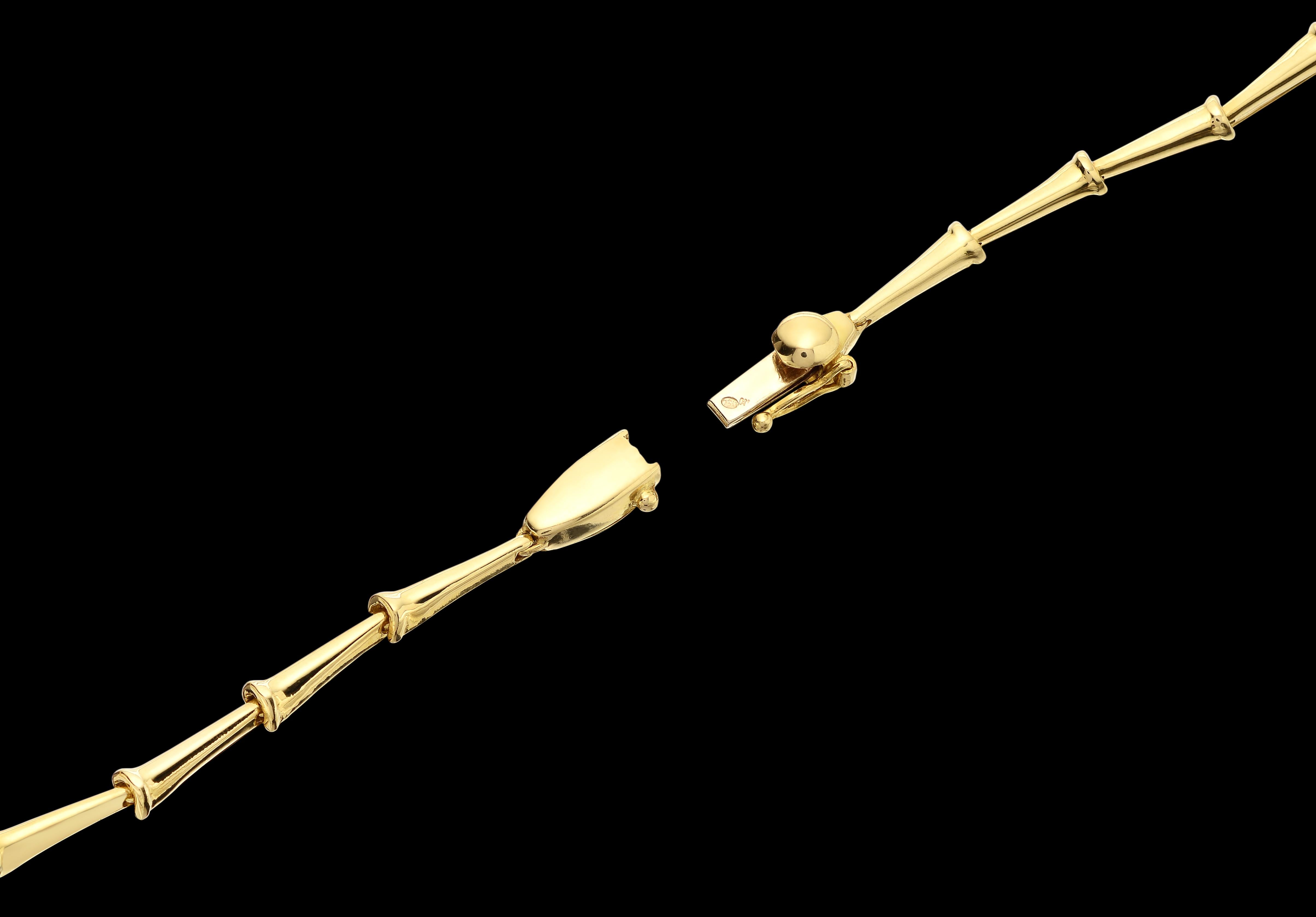 Diamond Necklace/Headpiece, in Bimetal 18K Gold Flexible Bamboo Links For Sale 1