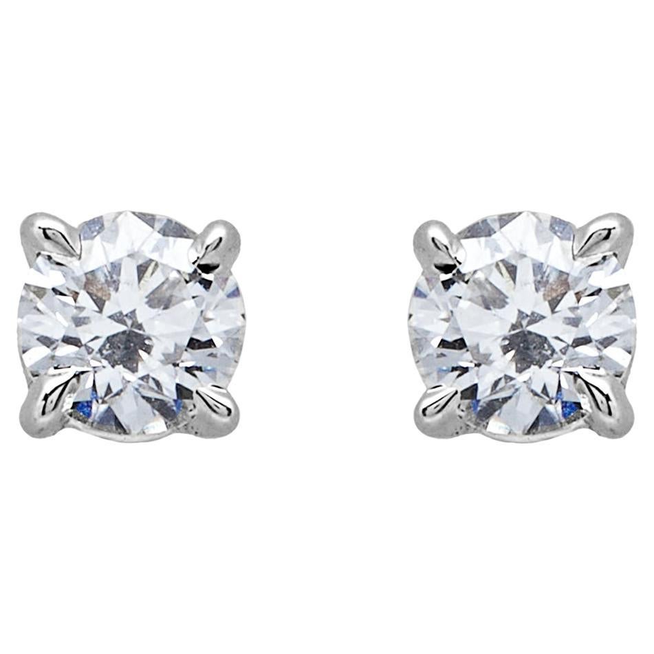 Boucles d'oreilles en diamants ronds de taille Brilliante