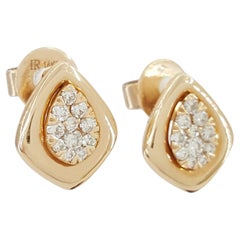 Boucles d'oreilles en or rose 14k avec diamants ronds taillés en brillant