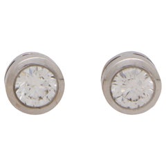 Round Brilliant Cut Diamond Stud Earrings in White Gold