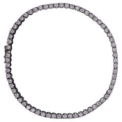 Round Brilliant Cut Diamond Tennis Line Bracelet 19.2K White Gold Portuguese