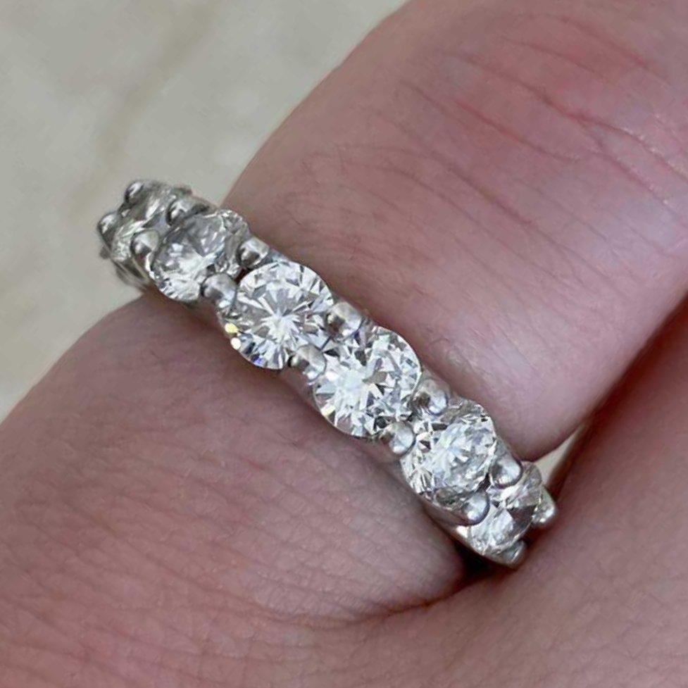 Round Cut Round Brilliant Cut Diamond Wedding Band (Approx. 4-Carats), Platinum For Sale