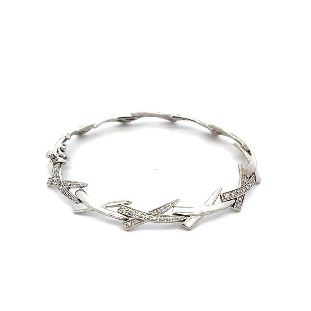 Women's Round Brilliant Cut Diamond X Alternating Link Gold Vintage Bracelet For Sale