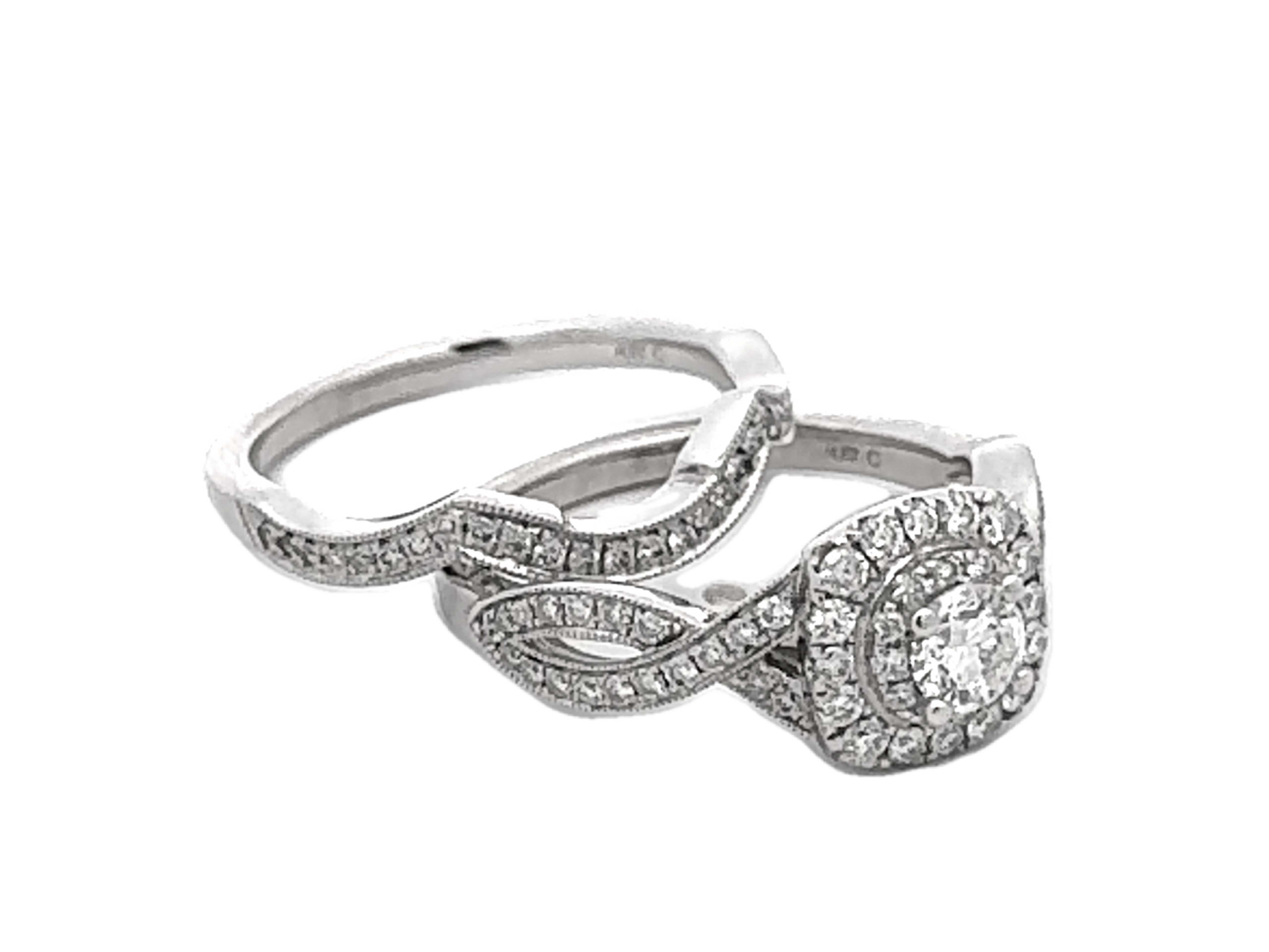 Neil Lane Verlobungsring und passender Ring aus 14 Karat Weißgold mit Diamanten im Zustand „Hervorragend“ im Angebot in Honolulu, HI