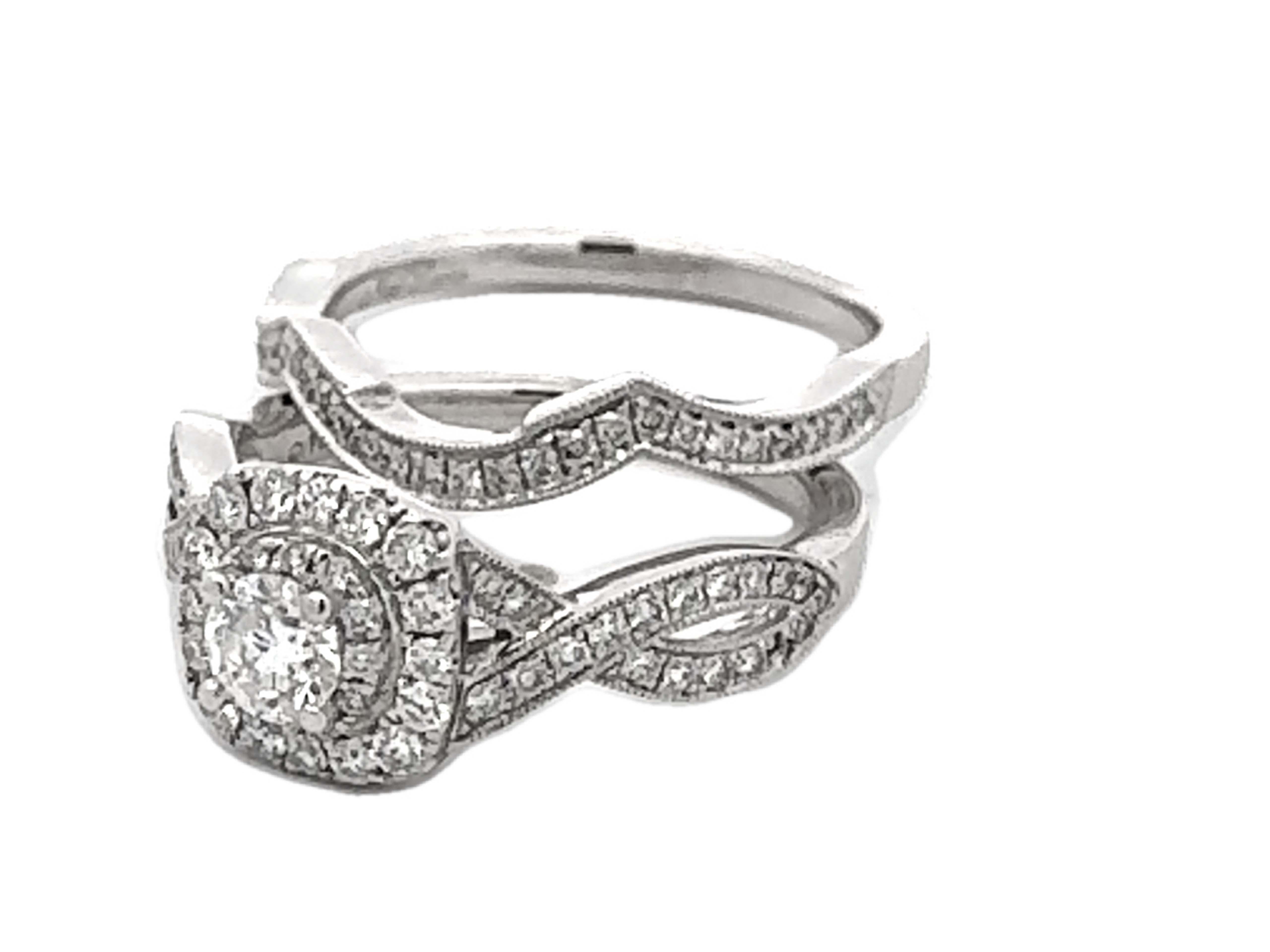 Neil Lane Verlobungsring und passender Ring aus 14 Karat Weißgold mit Diamanten Damen im Angebot