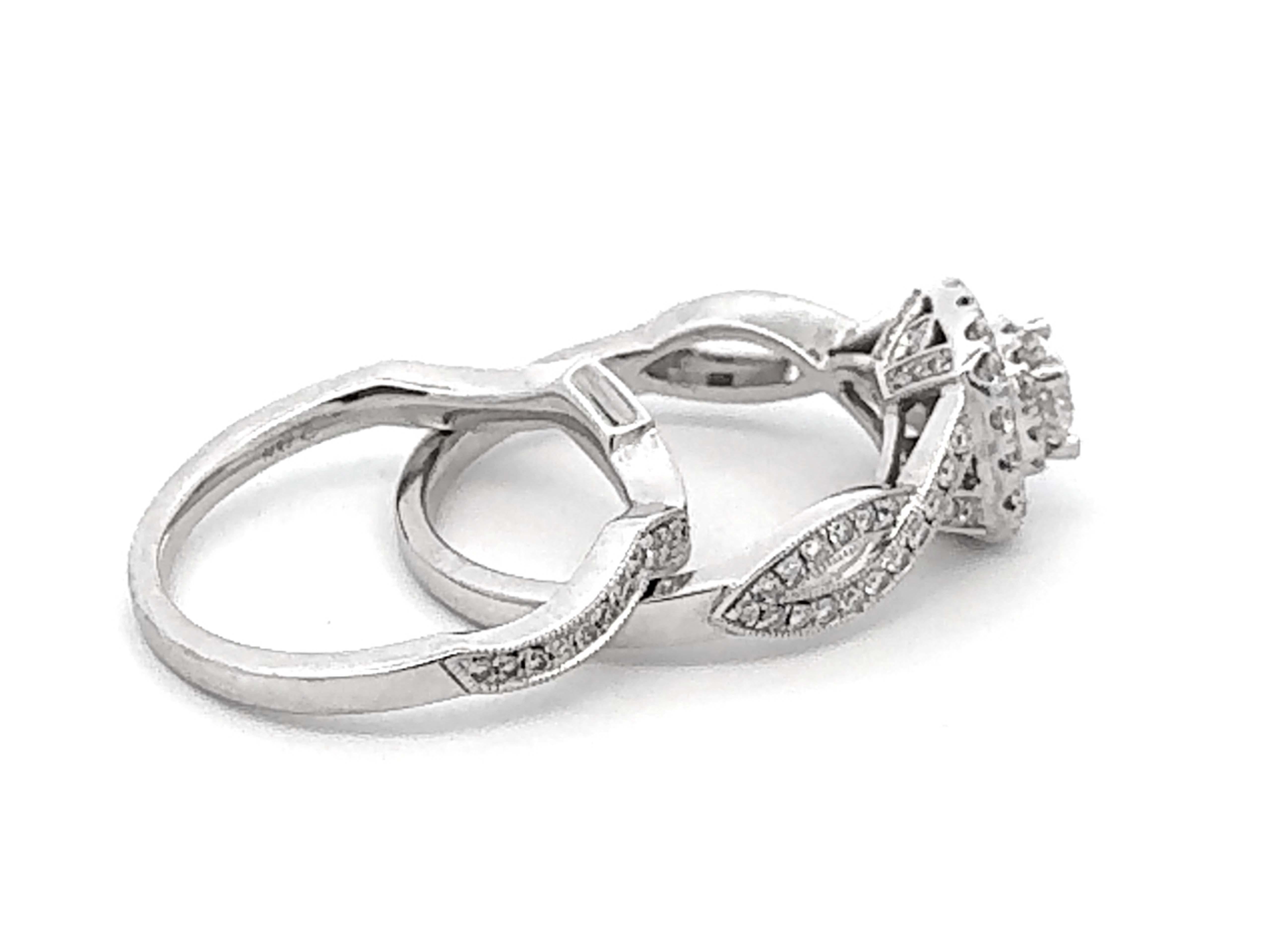 Neil Lane Verlobungsring und passender Ring aus 14 Karat Weißgold mit Diamanten im Angebot 1