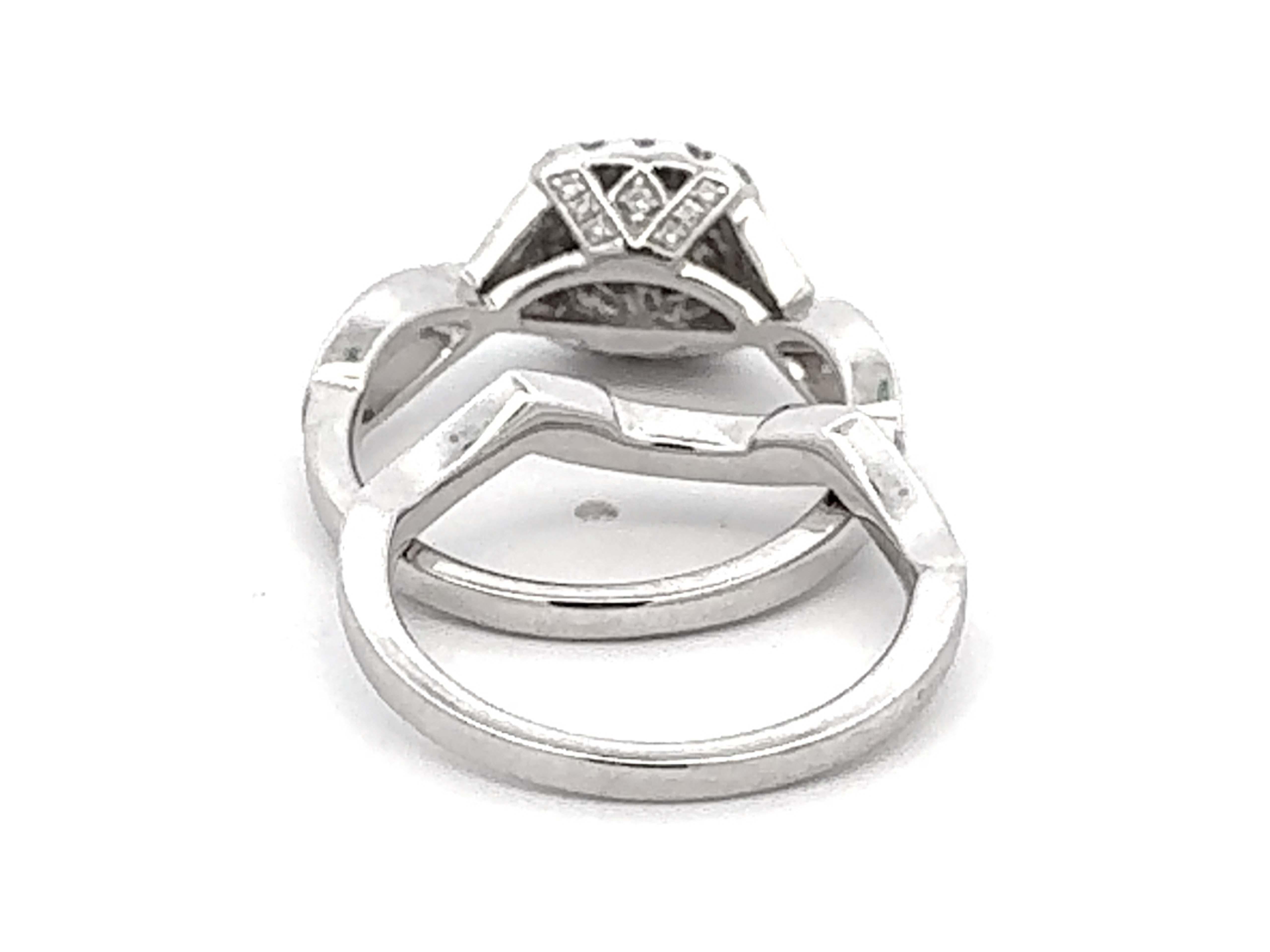 Neil Lane Verlobungsring und passender Ring aus 14 Karat Weißgold mit Diamanten im Angebot 3