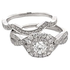 Neil Lane Diamond Engagement Ring and Matching Band 14k White Gold