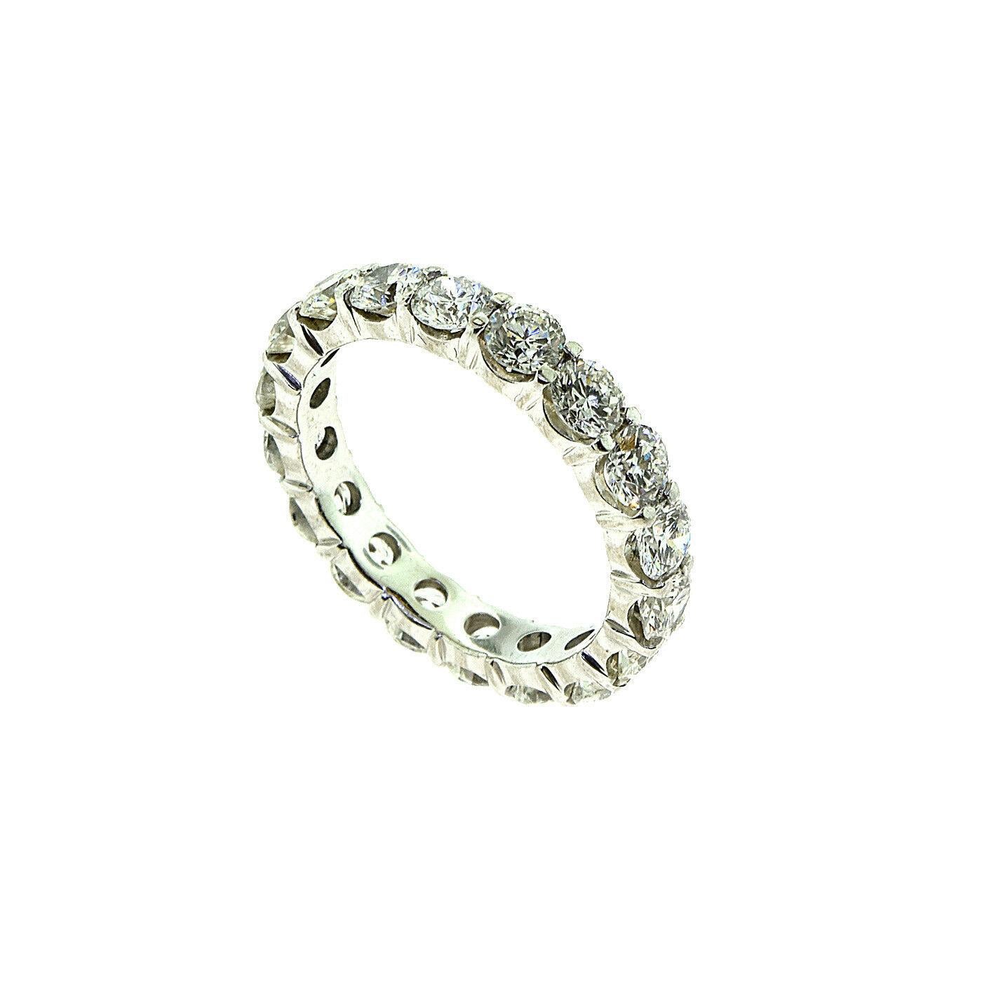 Women's or Men's Round Brilliant Cut Full Diamond Eternity in Platinum Ring For Sale