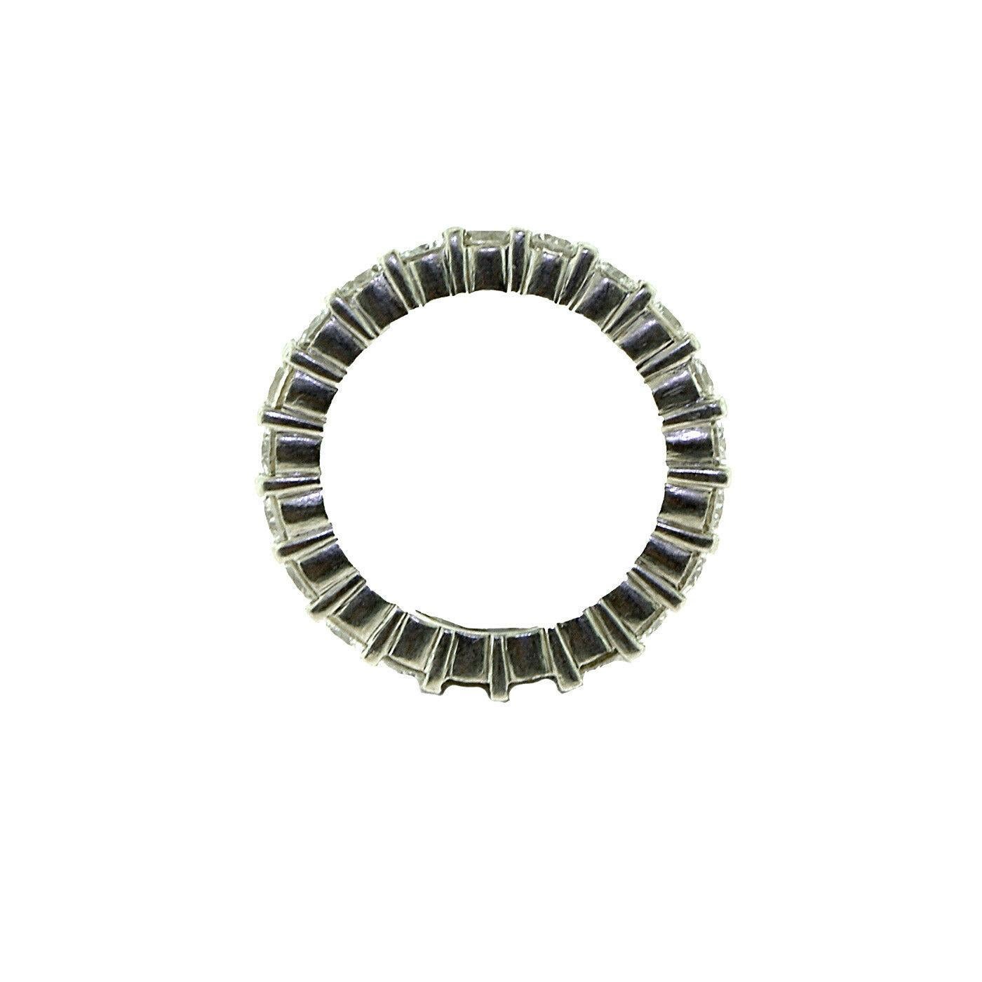 Round Brilliant Cut Full Diamond Eternity in Platinum Ring For Sale 1
