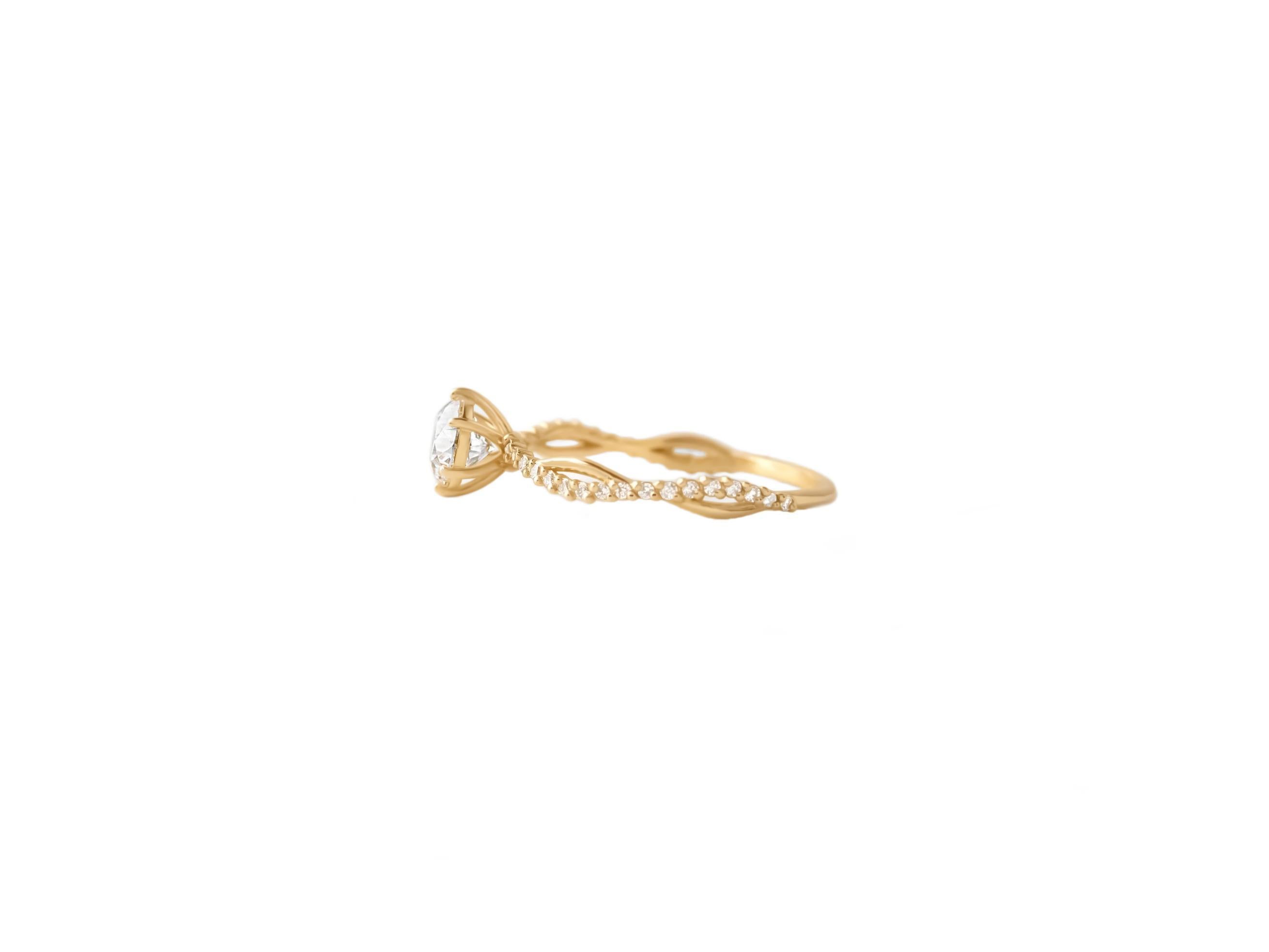 For Sale:  Round brilliant cut moissanite  14k gold ring 4