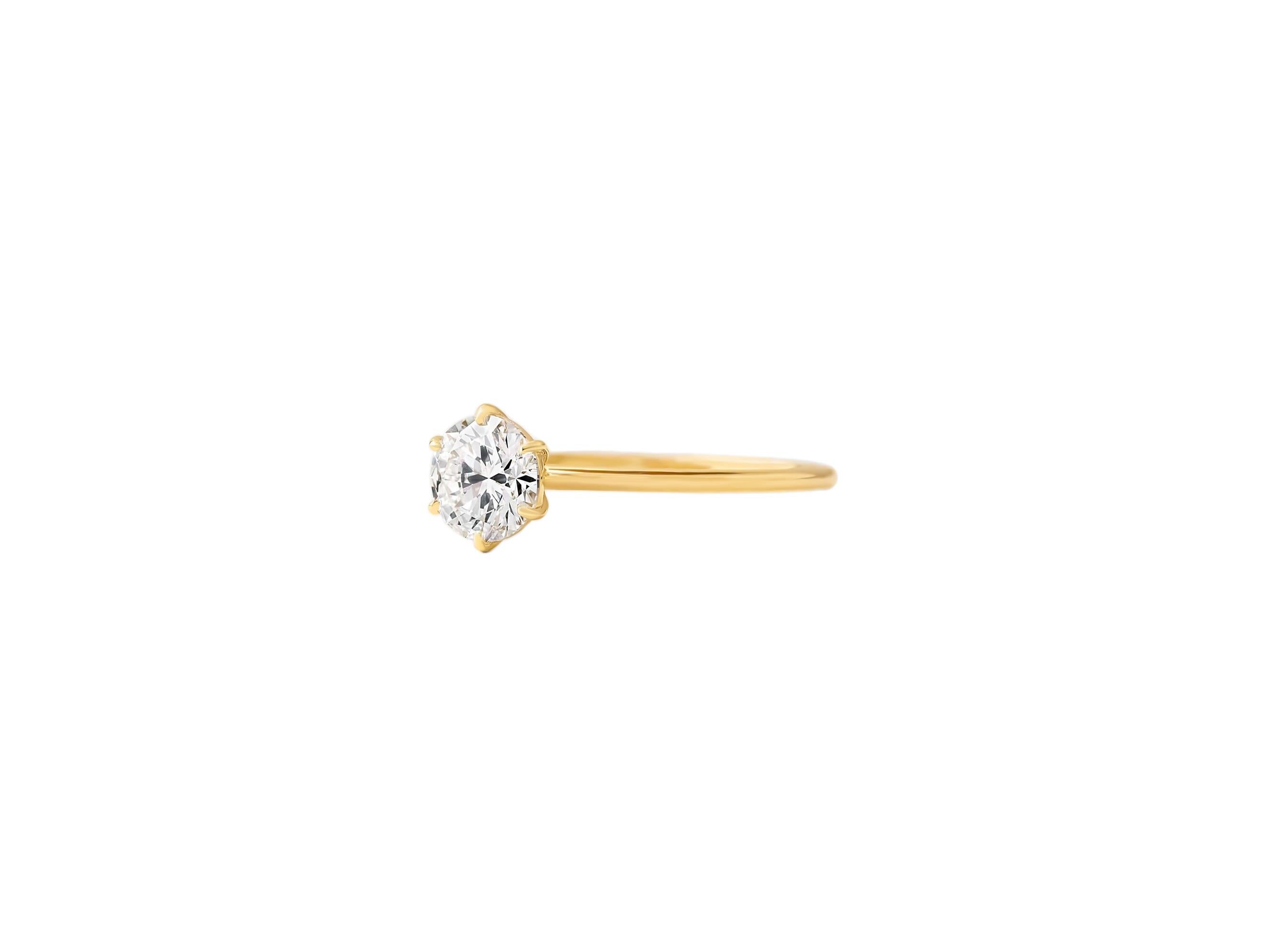 For Sale:  Round brilliant cut moissanite 14k gold ring. 5