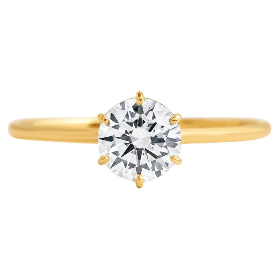 Round brilliant cut moissanite  14k gold ring For Sale