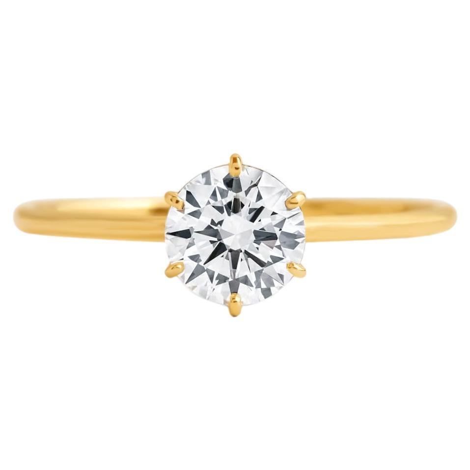 For Sale:  Round brilliant cut moissanite 14k gold ring.